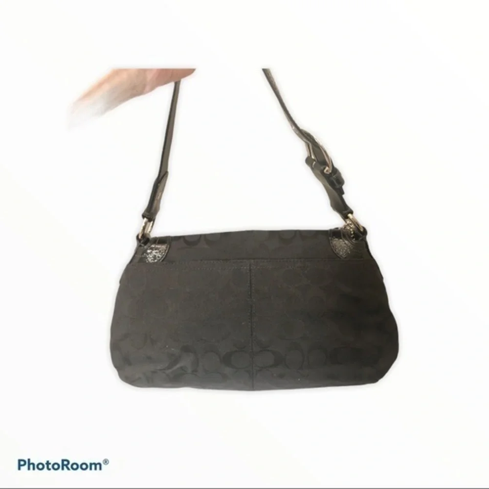 Coach signature black soho y2k hobo flap bag f13738